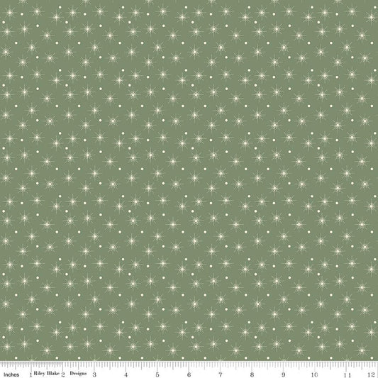 Christmas Greetings Christmas Lights Spruce Sandy Gervais Riley Blake Designs Cotton Fabric RB-C17667-SPRUCE