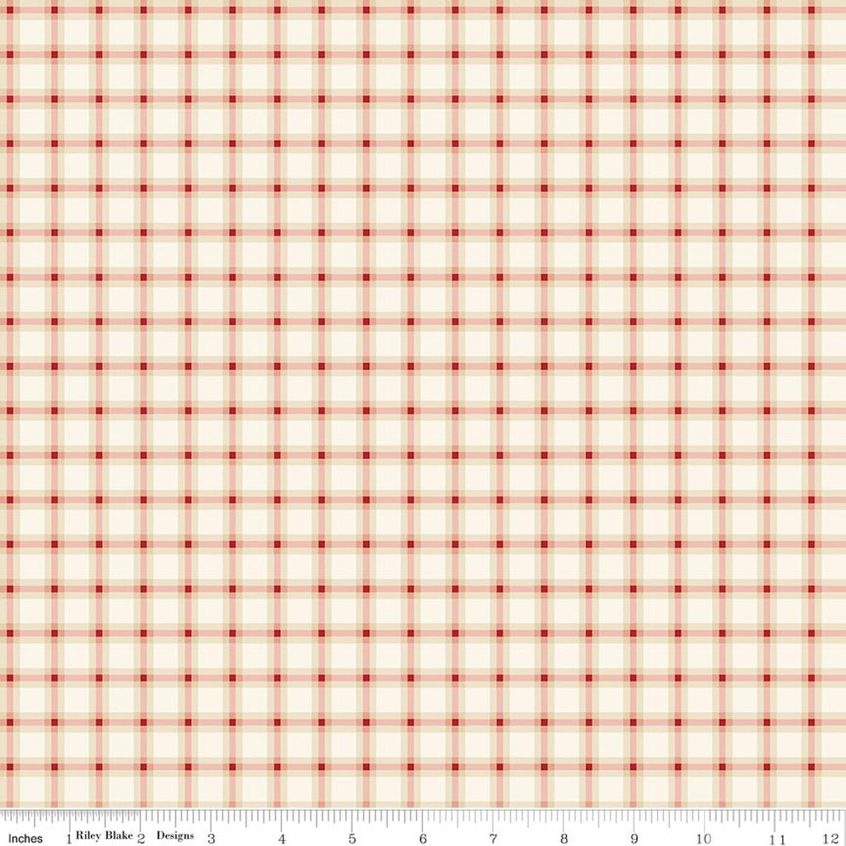 Christmas Greetings Plaid Cream Sandy Gervais Riley Blake Designs Cotton Fabric RB-C17665-CREAM