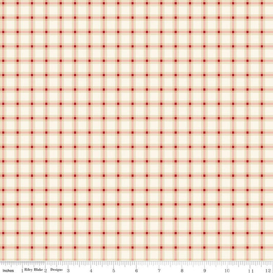Christmas Greetings Plaid Cream Sandy Gervais Riley Blake Designs Cotton Fabric RB-C17665-CREAM