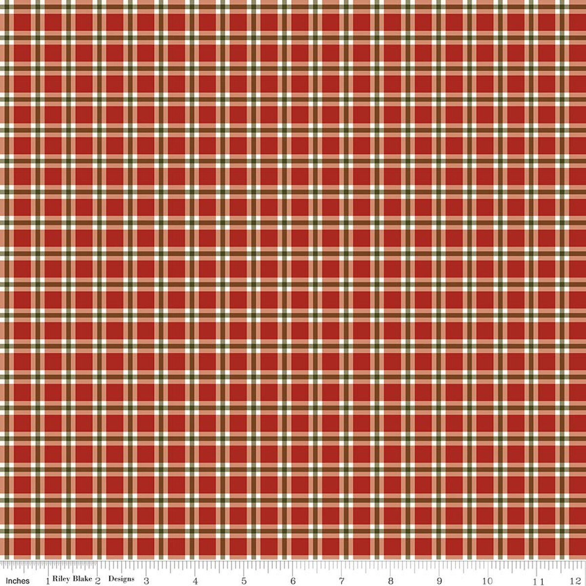 Christmas Greetings Plaid Red Sandy Gervais Riley Blake Designs Cotton Fabric RB-C17665-RED