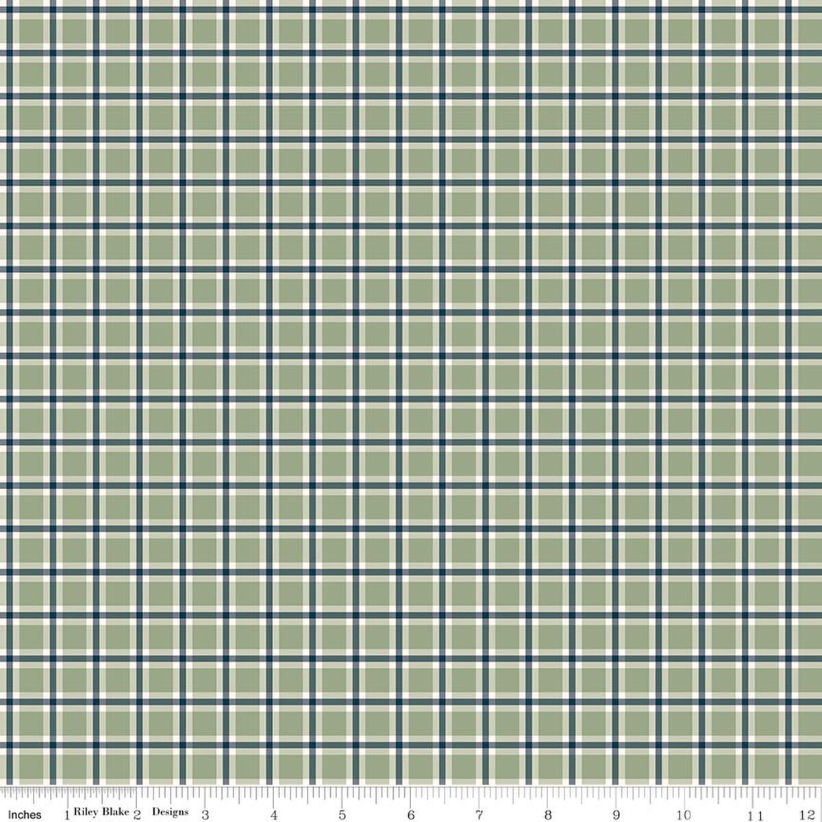 Christmas Greetings Plaid Sage Sandy Gervais Riley Blake Designs Cotton Fabric RB-C17665-SAGE