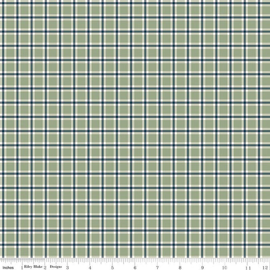 Christmas Greetings Plaid Sage Sandy Gervais Riley Blake Designs Cotton Fabric RB-C17665-SAGE