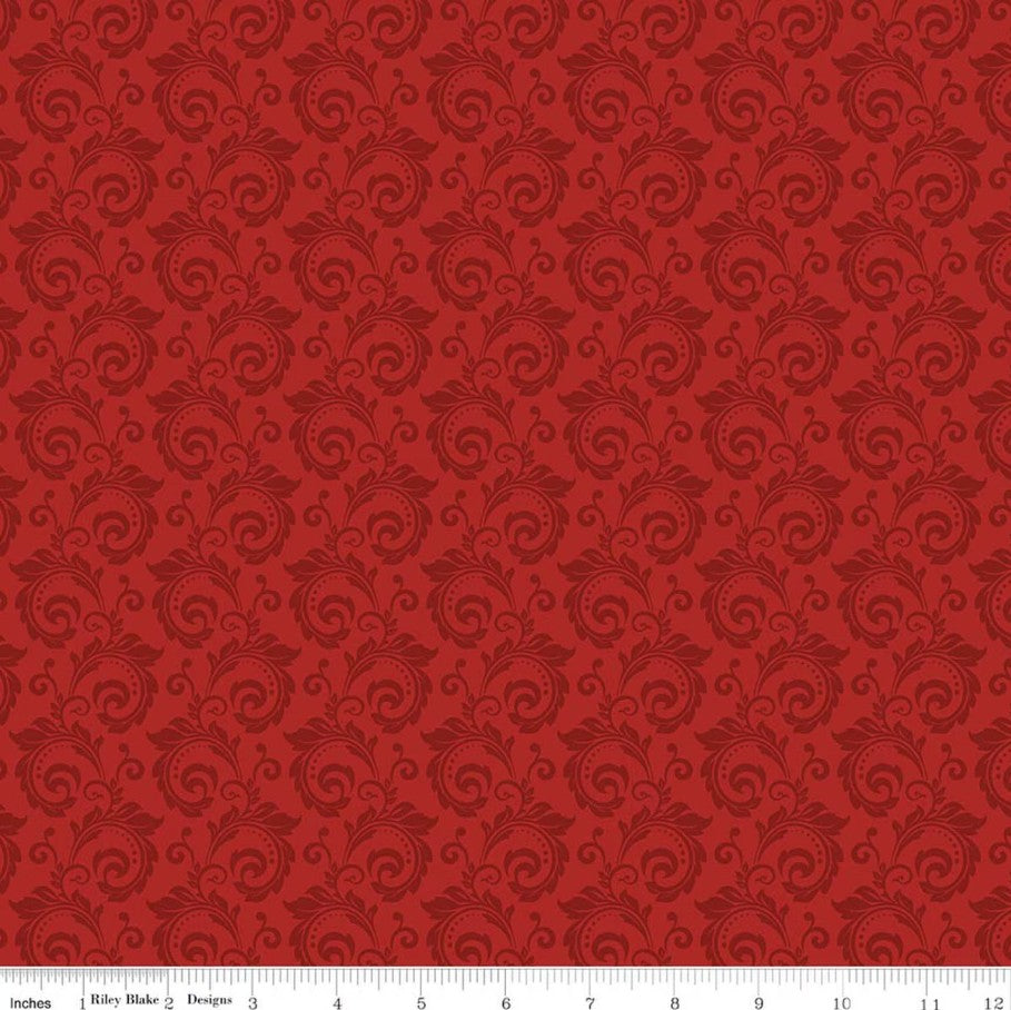 Christmas Greetings Scroll Red Sandy Gervais Riley Blake Designs Cotton Fabric RB-C17664-RED