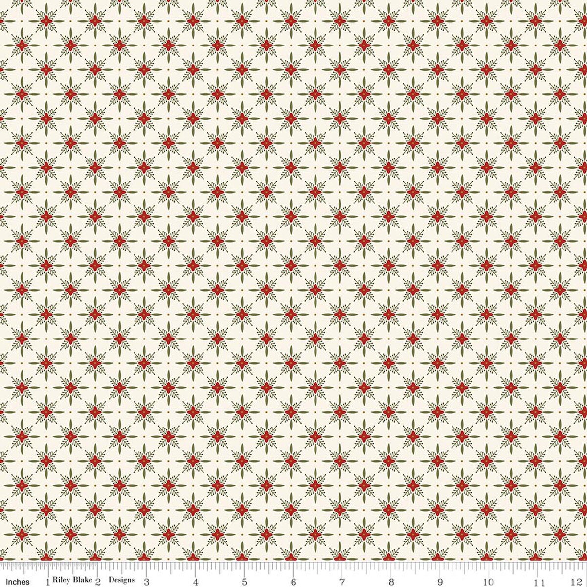 Christmas Greetings Twinkle Cream Sandy Gervais Riley Blake Designs Cotton Fabric RB-C17666-CREAM