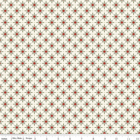 Christmas Greetings Twinkle Cream Sandy Gervais Riley Blake Designs Cotton Fabric RB-C17666-CREAM