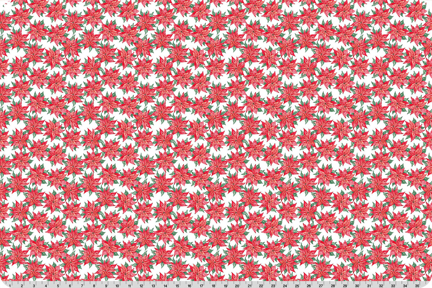 Christmas Keepsake Poinsettias Quilting Cuddle Cardinal Red White Shannon Fabrics Polyester Minky Fabric SF-QCCKPOINSETTIASCARDINAL