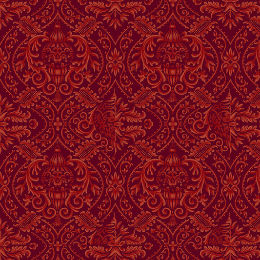 Christmas Legend II Damask Red Bruce Park Henry Glass Cotton Fabric