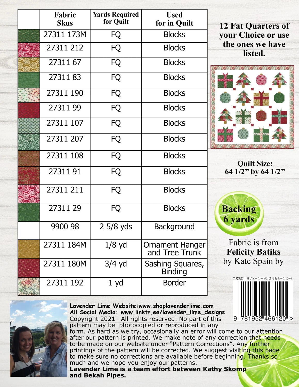 Christmas Time Quilting Pattern Kathy Skomp Designs by Lavender Lime DLL-145