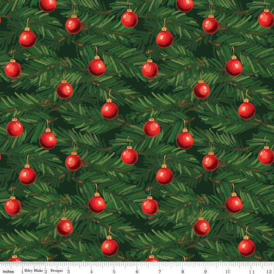 Christmas Wishes Ornaments Green The RBD Designers Riley Blake Designs Cotton Fabric RB-C15044-GREEN