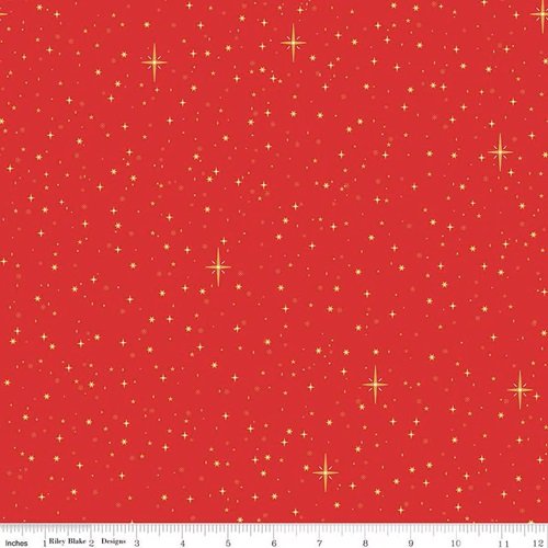 Christmas Wishes Starry Sky Red The RBD Designers Riley Blake Designs Cotton Fabric RB-C15046-RED