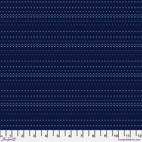 Chromatics Pic Stitch Midnight Navy Blue Free Spirit Cotton Fabric FS-PWFS054.MIDNIGHT