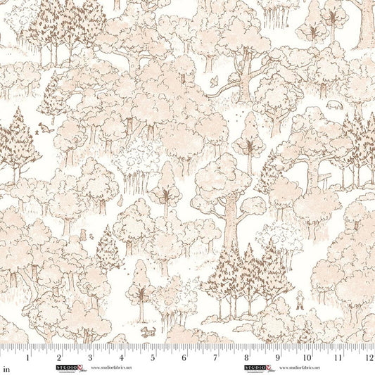 Classic Winnie Forest Monochrome Sepia W.A. Dodge Studio E Cotton Fabric SE-8726-30