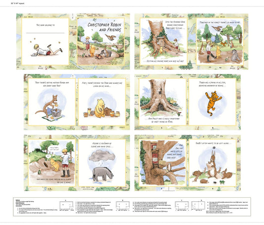 Classic Winnie the Pooh Soft Book Panel 36" W.A. Dodge Studio E Cotton Fabric SE-8729BP-36
