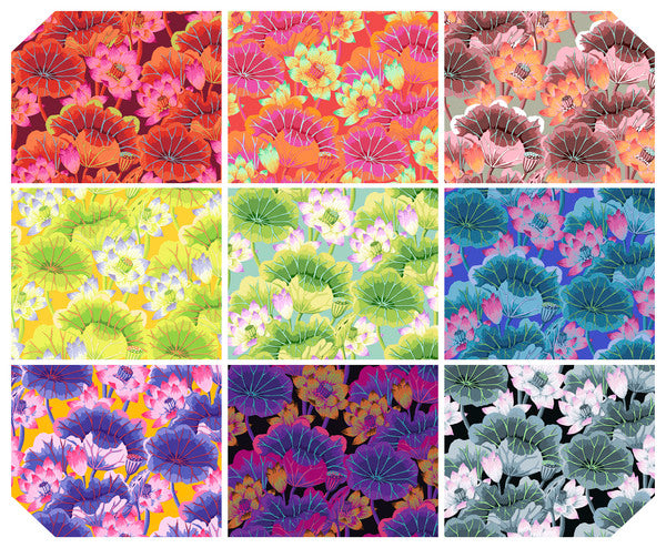 Classics Plus Lake Blossoms Half Yard Bundle 18”x44” 9 pcs Kaffe Fassett Free Spirit Cotton Fabric