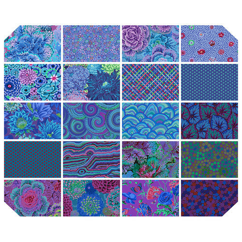 Classics Plus Royal Blue 5" Squares Kaffe Fassett Collective Free Spirit Cotton Fabric FS-FB6CPGP.ROYAL | US Fabric Shop