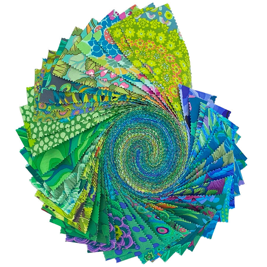 Classics Plus Tidal Design Roll 2.5" Strips 40 pcs Kaffe Fassett Collective Free Spirit Cotton Fabric FS-FB4DRGP.TIDAL