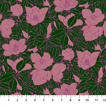 Clean Cut Sculpture Floral Moonlight Green Purple Anna Marie Textiles Northcott Cotton Fabric NC-AMT184-78L