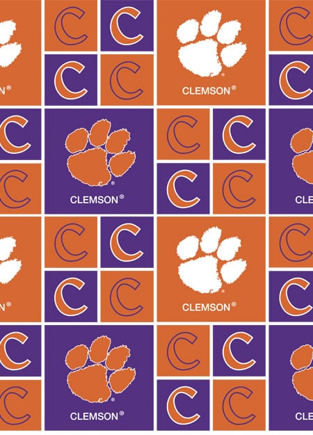 Clemson Tigers NCAA College Box Sykel Cotton Fabric