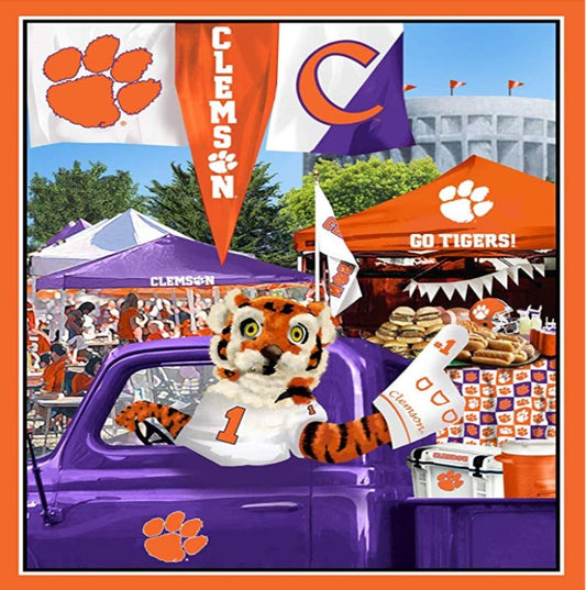 Clemson Tigers NCAA College Tailgate Panel Sykel 36" Cotton Fabric