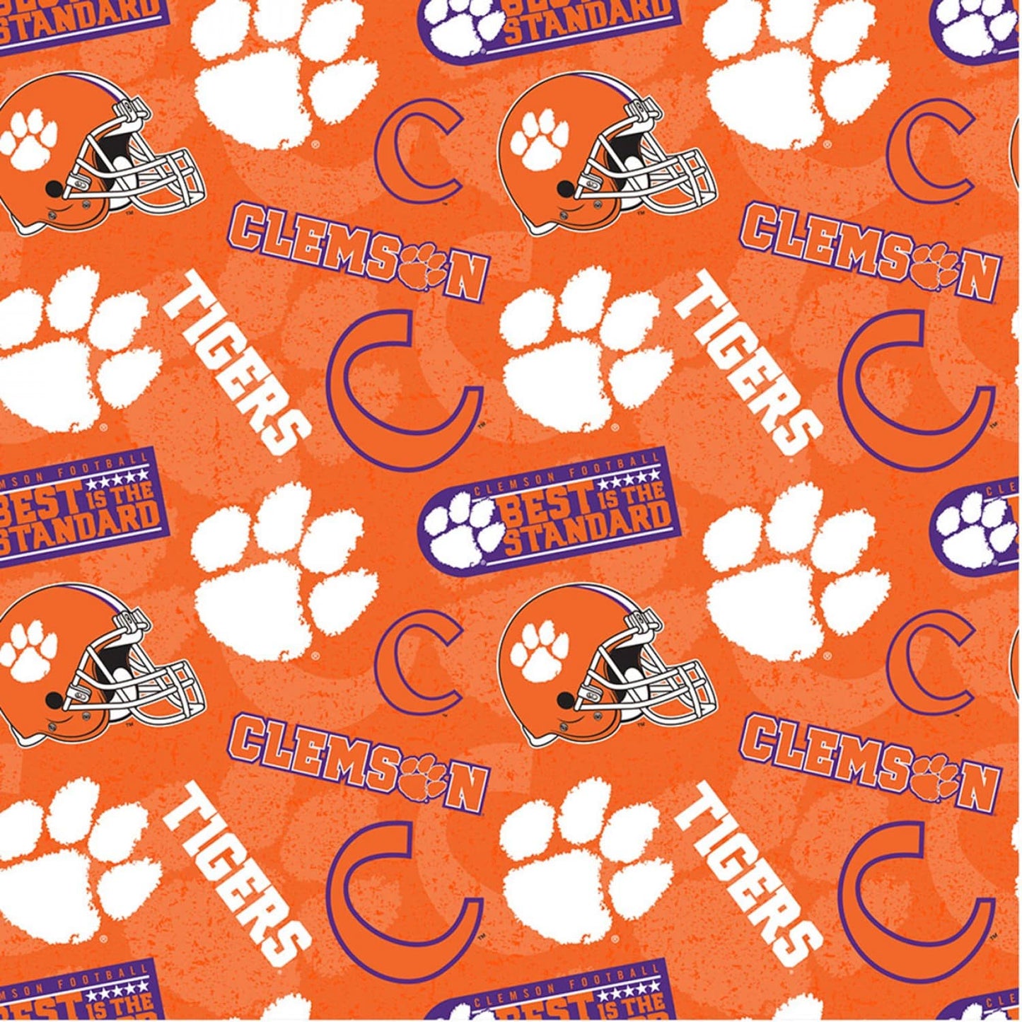 Clemson Tigers NCAA College Tone on Tone Sykel Cotton Fabric