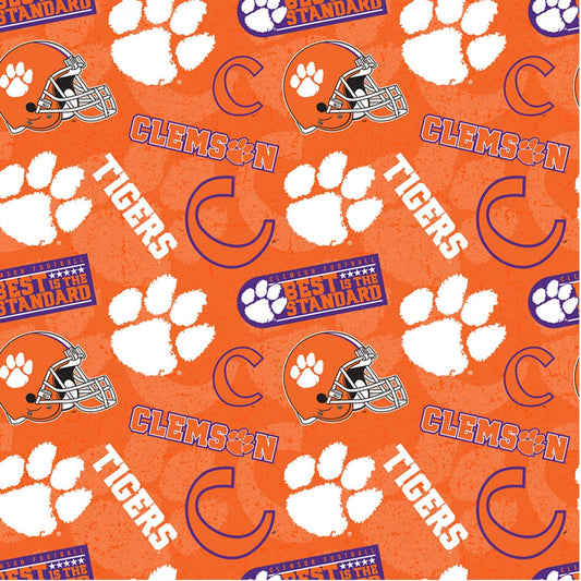 Clemson Tigers NCAA College Tone on Tone Sykel Cotton Fabric