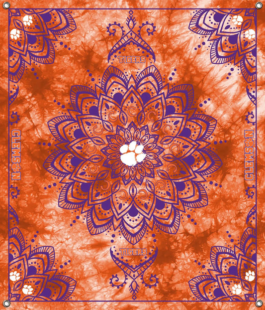 Clemson Tigers NCAA College Tapestry Spirit Banner 58x47 inches Sykel Enterprises 4 Grommets Polyester Fabric CLEM-5001