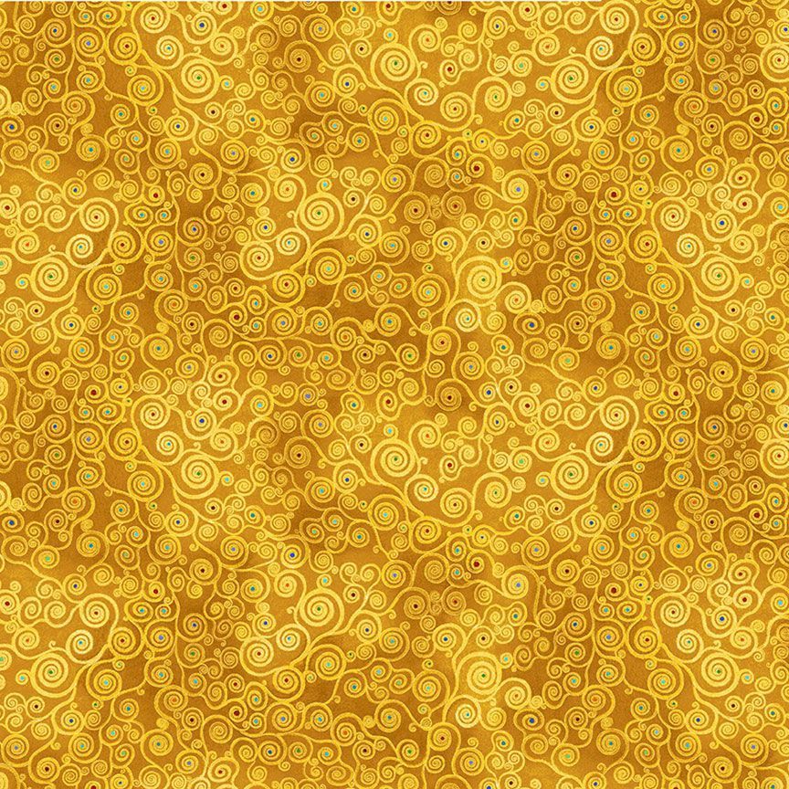 Cleo The Multiverse Golden Swirls Chong-A Hwang Timeless Treasures Cotton fabric