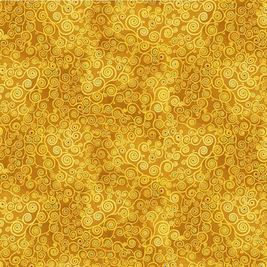 Cleo The Multiverse Golden Swirls Chong-A Hwang Timeless Treasures Cotton fabric