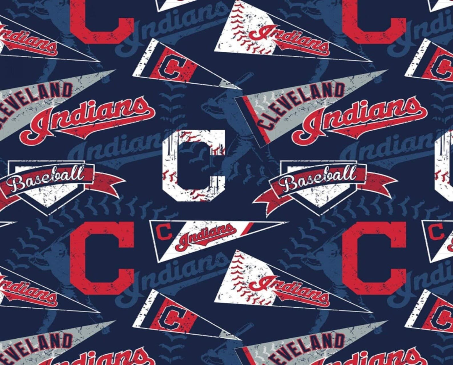 Cleveland Baseball MLB Baseball Block Fabric Traditions Cotton Fabric