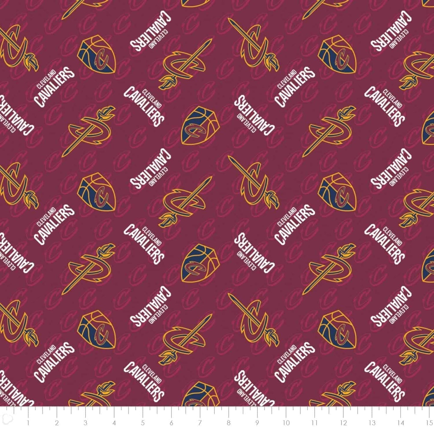 Cleveland Cavaliers NBA Basketball Tone on Tone Camelot Cotton Fabric