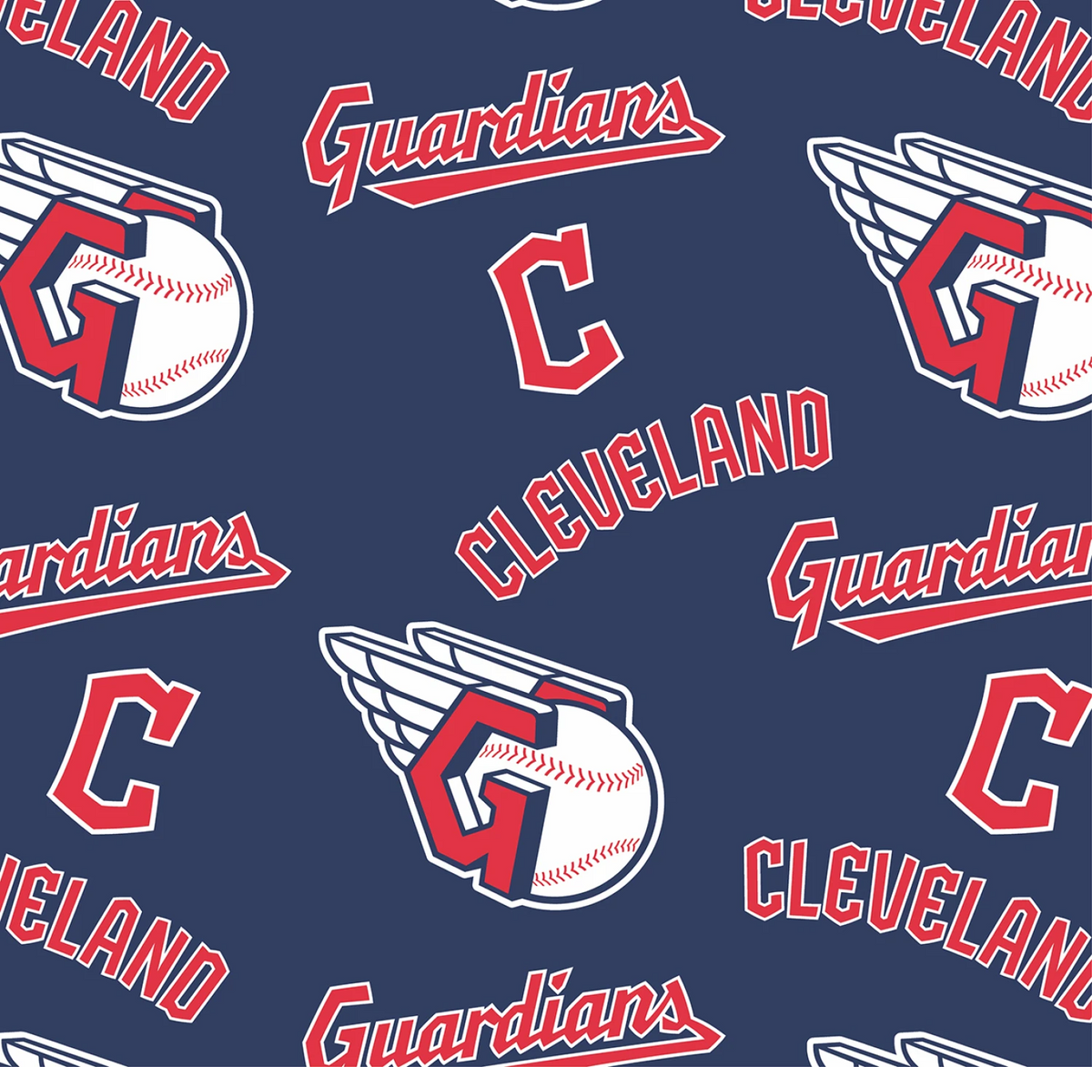 Cleveland Guardians MLB Baseball Allover Fabric Traditions 58-60 inches wide Polyester FLEECE Fabric MLB-60439-B