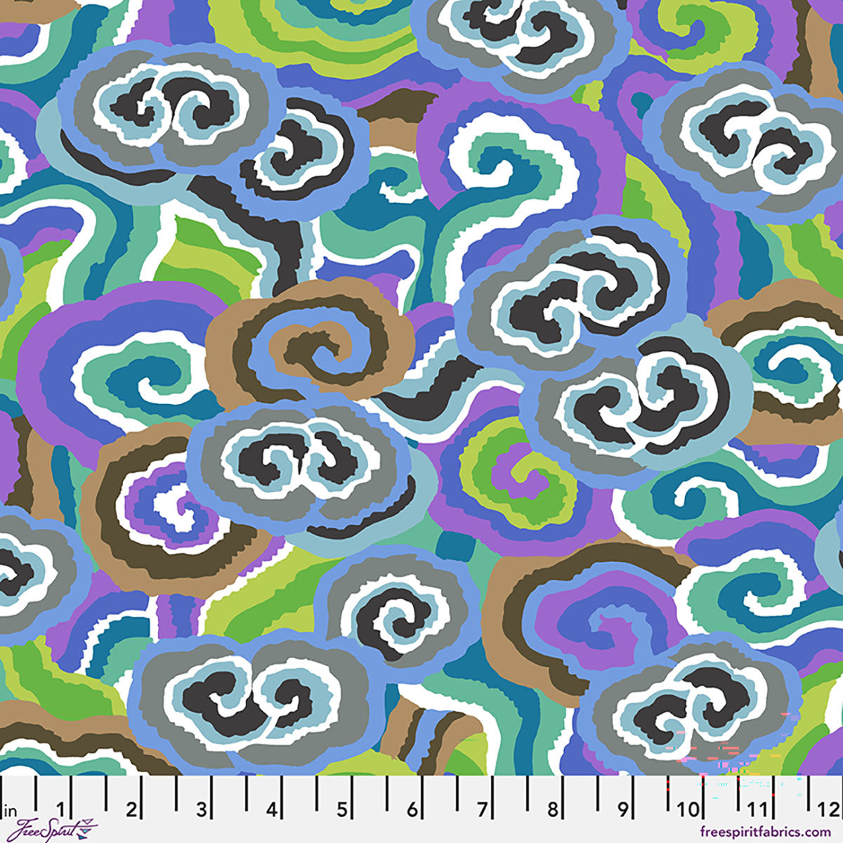 Cloud Scrolls Contrast August 2026 Kaffe Fassett Collective Free Spirit Cotton Fabric FS-PWPJ138.CONTRAST