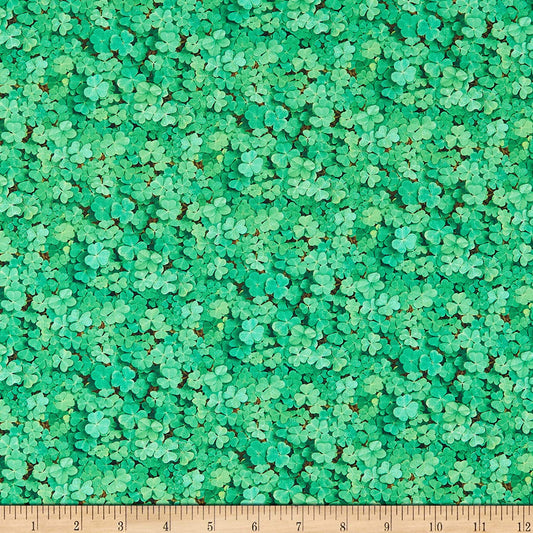 Clover Green Irish Landscape Medley Elizabeth's Studio Cotton Fabric