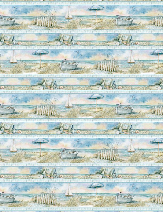 Coastal Sanctuary Repeating Stripe Multi Susan Winget Wilmington Prints Cotton Fabric