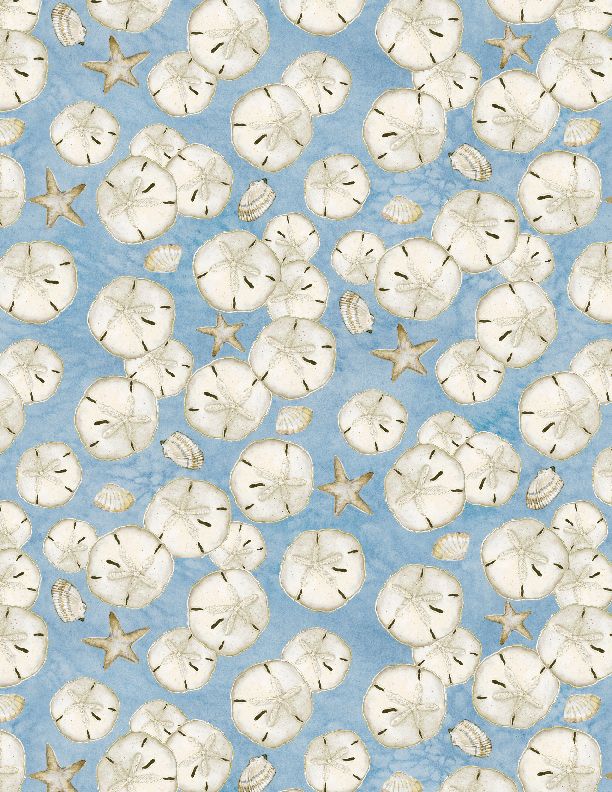 Coastal Sanctuary Sand Dollars Blue Susan Winget Wilmington Prints Cotton Fabric