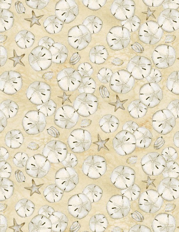 Coastal Sanctuary Sand Dollars Tan Susan Winget Wilmington Prints Cotton Fabric