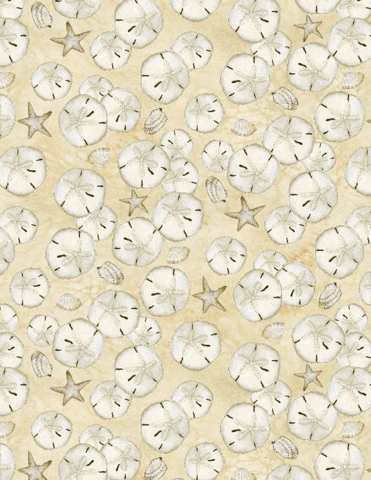 Coastal Sanctuary Sand Dollars Tan Susan Winget Wilmington Prints Cotton Fabric