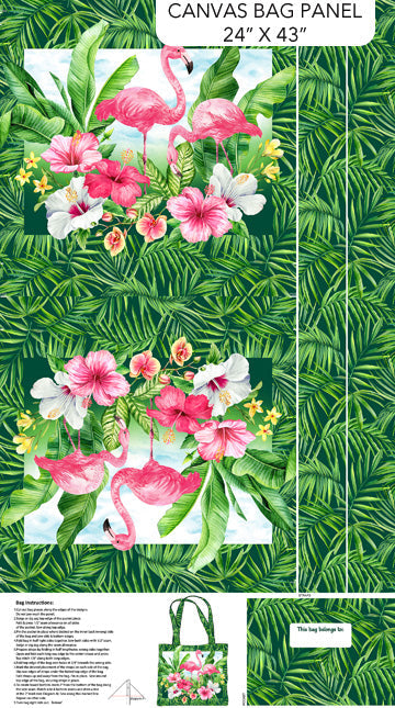 Coastal Breeze Bag Panel 24" Dk Green Multi Northcott Studio Cotton Fabric NC-C28566-78