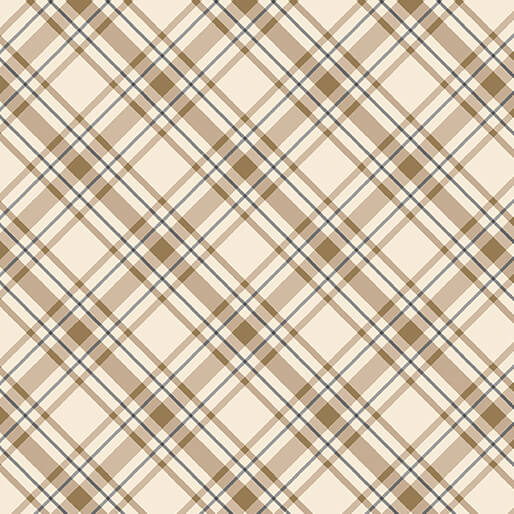 Coastal Escape Plaid Neutral Nicole Decamp Benartex Cotton Fabric BE-15027-70