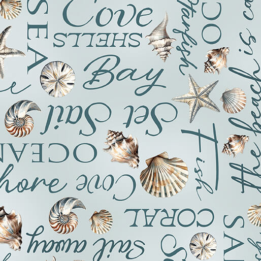 Coastal Escape Words Ocean Nicole Decamp Benartex Cotton Fabric BE-15022-80