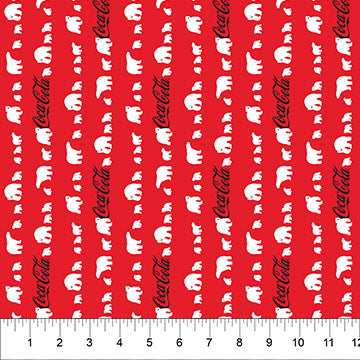 Coca Cola Polar Winter Bear Horizon Red Licensed Northcott Cotton Fabric NC-CC1034-24