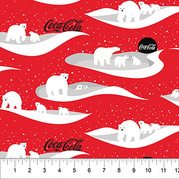 Coca Cola Polar Winter Bears Ice Scenes Red Licensed Northcott Cotton Fabric NC-CC1030-24