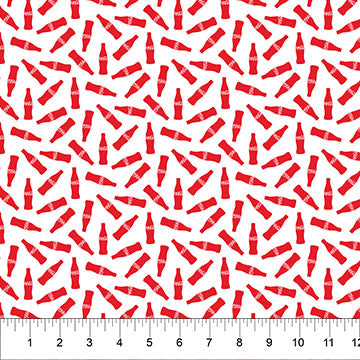 Coca Cola Polar Winter Bottles White Licensed Northcott Cotton Fabric NC-CC1038-10