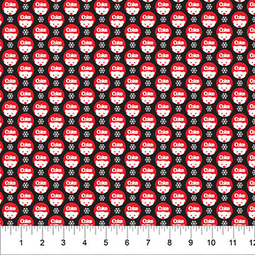 Coca Cola Polar Winter Coke Dot Black Licensed Northcott Cotton Fabric NC-CC1035-99