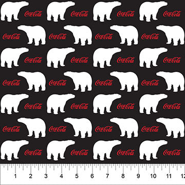 Coca Cola Polar Winter Stacked Bear Black Licensed Northcott Cotton Fabric NC-CC1031-99