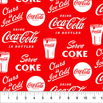 Coca Cola Red Coke Red Northcott Studio Cotton Fabric NC-CC1009-26