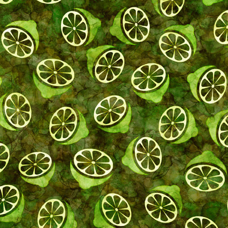 Cocktail Hour Citrus Lemon Lime Green Dan Morris Quilting Treasures Cotton Fabric