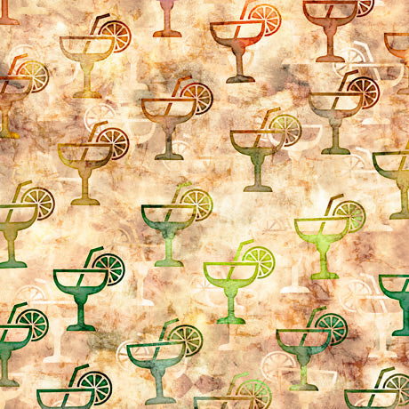 Cocktail Hour Margaritas Beige Dan Morris Quilting Treasures Cotton Fabric