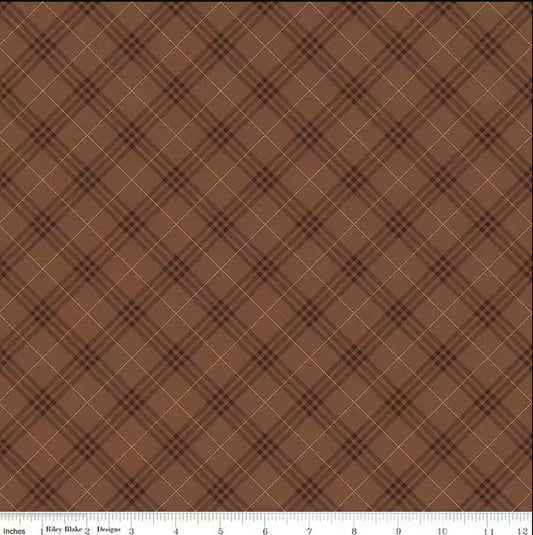 Coffee Time Plaid Brown Riley Blake Designs Cotton Fabric RB-C17133-BROWN