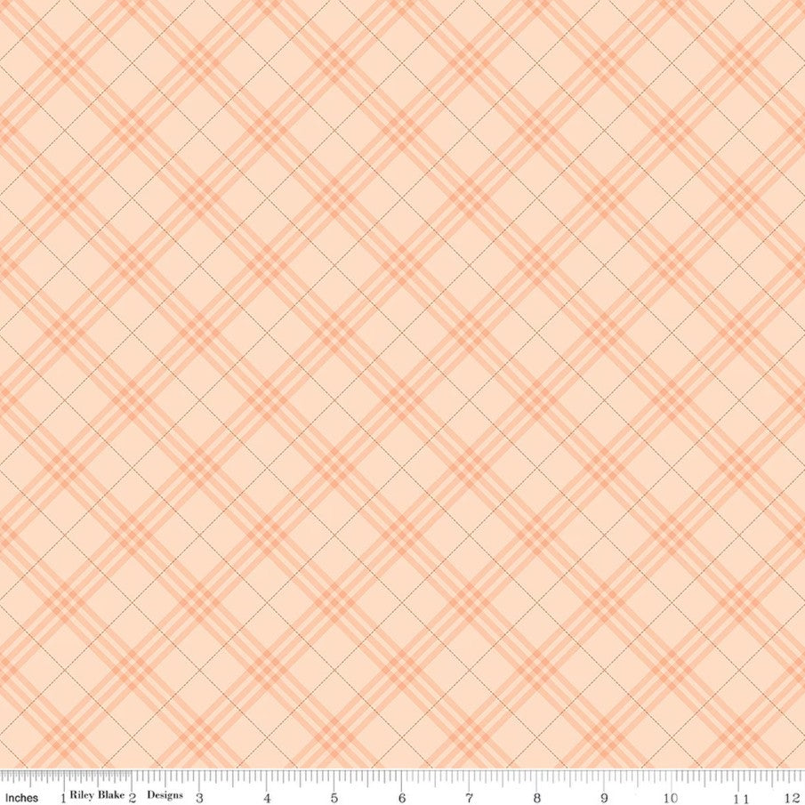 Coffee Time Plaid Shell Peach Riley Blake Designs Cotton Fabric RB-C17133-SHELL